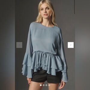 ANTHROPOLOGIE Long-Sleeve Ruffled Tunic Blouse NWT Size Medium